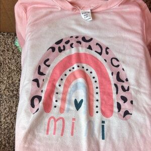 SHEIN Kids Pink Leopard Rainbow Tee